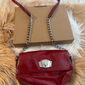 Kim Rogers Red Crossbody Bag with Chain Strap